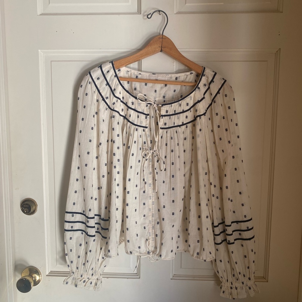 Ulla Johnson Cream and Black Blouse